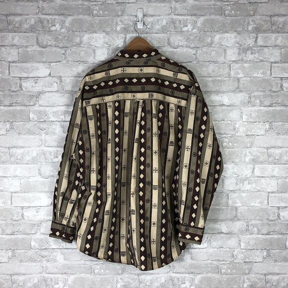 Vintage Ralph Lauren Chaps Button Up Shirt XL Geometric Graphics Mid 1990's - Picture 2 of 9